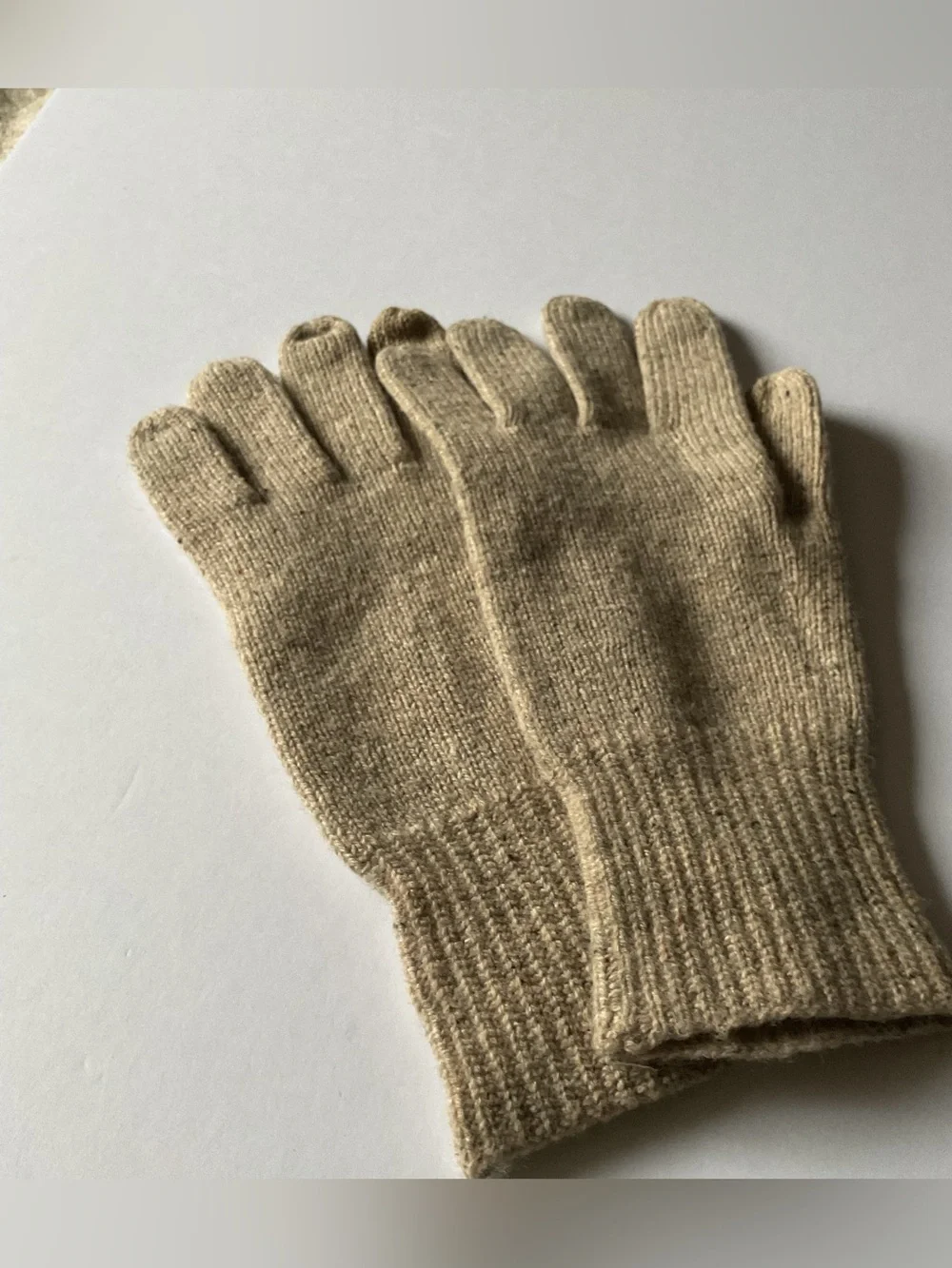 MADEWELL WOMENS MERINO WOOL KNIT GLOVES BEIGE HEATHER MARL NWOT